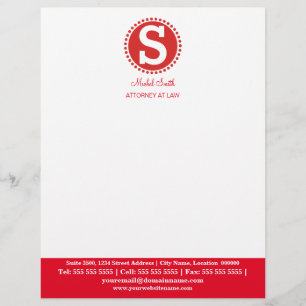 En-tête De Lettre Customisable Monogramme professionnel rouge