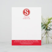 En-tête De Lettre Customisable Monogramme professionnel rouge (Debout devant)