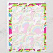 En-tête De Lettre Customisable Motif arc-en-ciel rose chaud (Devant / Derrière)
