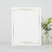 En-tête De Lettre Customisable Or élégant moderne encadré (Debout devant)