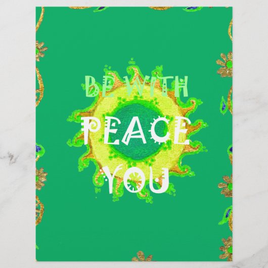 En-tête De Lettre Customisable Peace Be With You : Inspirant Vert et Jaune (Devant)