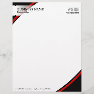 En-tête De Lettre Customisable Professionnel Entreprise Noir Rouge