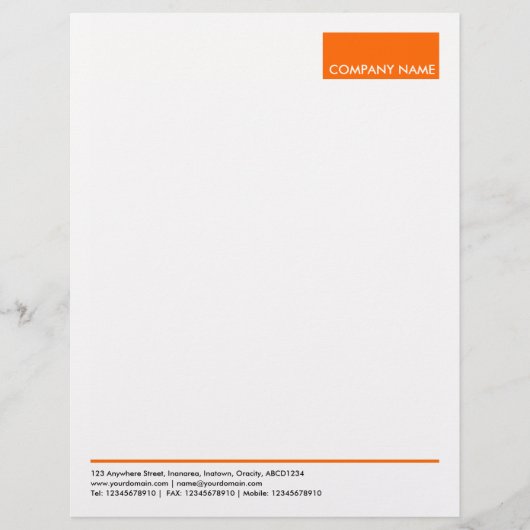 En-tête De Lettre Customisable Rectangle - orange (Devant)