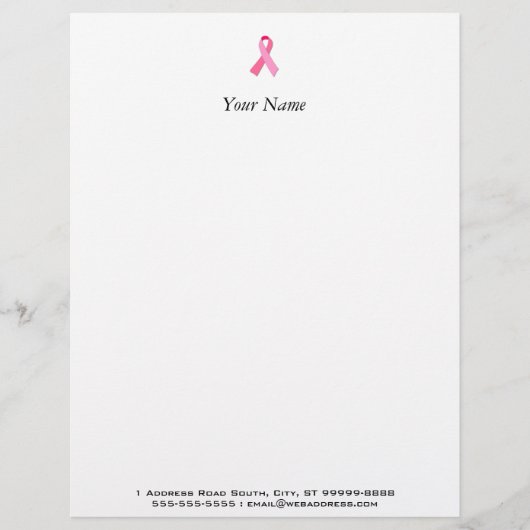 En-tête De Lettre Customisable Ruban rose (Devant)