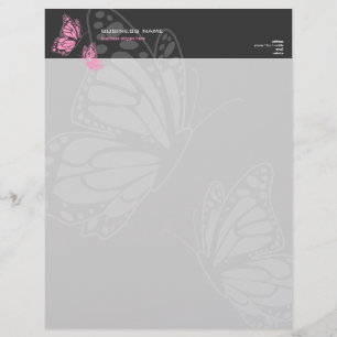 En-tête De Lettre Customisable Simple moderne élégant rose et gris de papillon