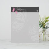En-tête De Lettre Customisable Simple moderne élégant rose et gris de papillon (Debout devant)