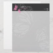 En-tête De Lettre Customisable Simple moderne élégant rose et gris de papillon (Devant / Derrière)