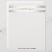 En-tête De Lettre Customisable Simple stylé rayé FAUX Silver Elegant 2 (Devant / Derrière)