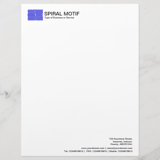 En-tête De Lettre Customisable Spiral Motif - Bleu (Devant)