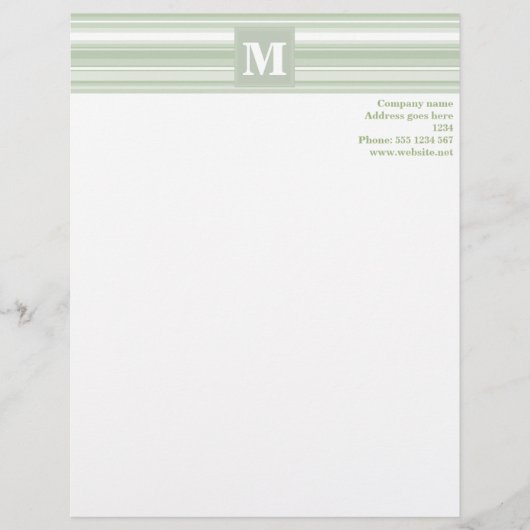 En-tête De Lettre Customisable Tête de papier-lettres monogramme vert pâle (Devant)