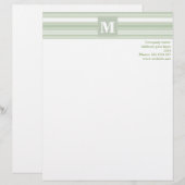 En-tête De Lettre Customisable Tête de papier-lettres monogramme vert pâle (Devant / Derrière)