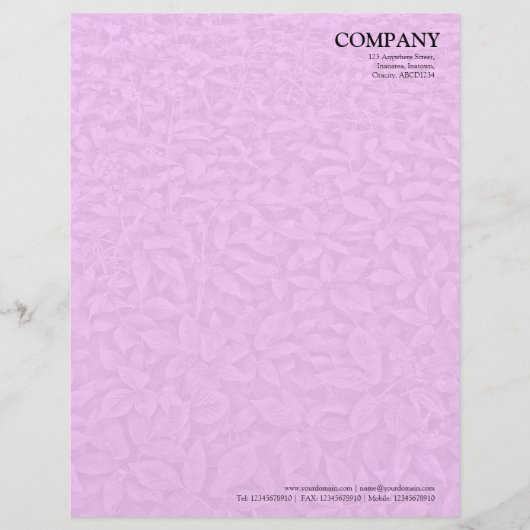 En-tête De Lettre Customisable Texture feuillue sous-développée - rose (Devant)