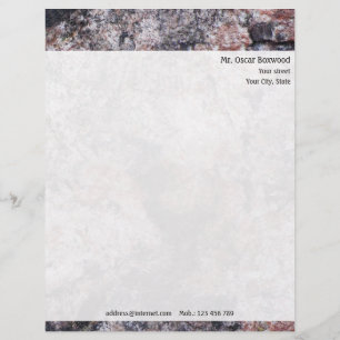 En-tête De Lettre Customisable Texture personnalisée de roche avec l'adresse de