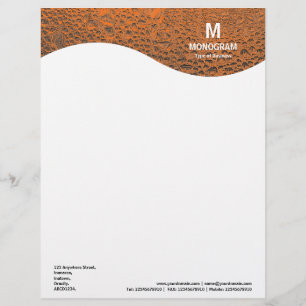 En-tête De Lettre Customisable Vague Monogramme - Eau Cool - Orange