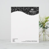 En-tête De Lettre Customisable Vague Monogramme - Lignes Abstraites - Gris (Debout devant)