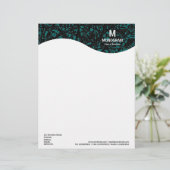 En-tête De Lettre Customisable Vague Monogramme - Lignes Abstraites - Vert Moss (Debout devant)