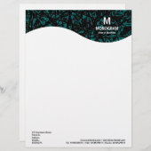 En-tête De Lettre Customisable Vague Monogramme - Lignes Abstraites - Vert Moss (Devant / Derrière)