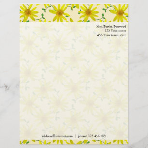 En-tête De Lettre Customisée Adresse faite sur commande de photo jaune florale
