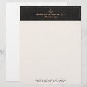 En-tête De Lettre Customisée Avocat Justice Scale Black Linen (Devant / Derrière)