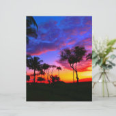 En-tête De Lettre Customisée Blue Red Sunset Exotic Hawaiian Beach Palm Trees (Debout devant)