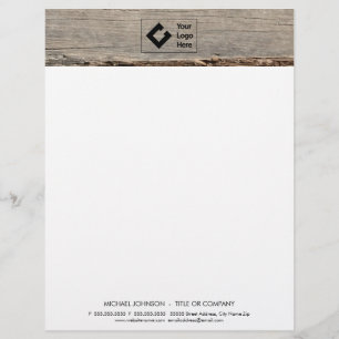 En-tête De Lettre Customisée Bois rustique moderne avec logo