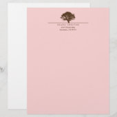 En-tête De Lettre Customisée Chêne rose éternel élégant automne (Devant / Derrière)