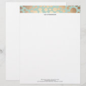 En-tête De Lettre Customisée Chic Faux Gold Leaf Circle Motif et Turquoise (Devant / Derrière)