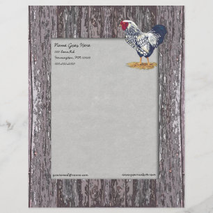 En-tête De Lettre Customisée Coq de Wyandotte lacé par argent