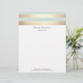 En-tête De Lettre Customisée Élégant Flaquage en or FAUX rayé bleu clair (Debout devant)