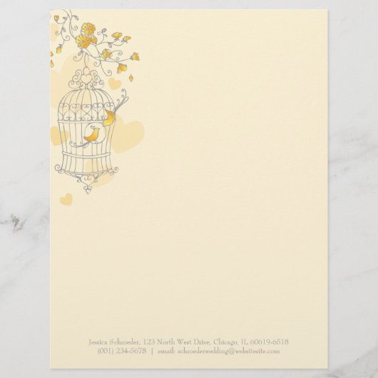 En-tête De Lettre Customisée En-tête de cage jaune bleu gris (Devant)