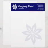 En-tête De Lettre Customisée Fleur - Bleu foncé (Devant / Derrière)