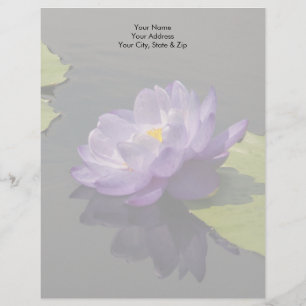 En-tête De Lettre Customisée Fleur Nénuphar bleu violet Lotus