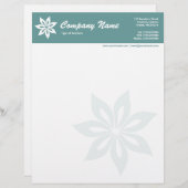 En-tête De Lettre Customisée Fleur - Vert océan (Devant / Derrière)