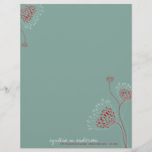 En-tête De Lettre Customisée Fleurs de Chrysanthème Rouge Élégant Chic Floral