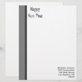 En-tête De Lettre Customisée Joyeux Nouvel An gris argenté (Devant / Derrière)