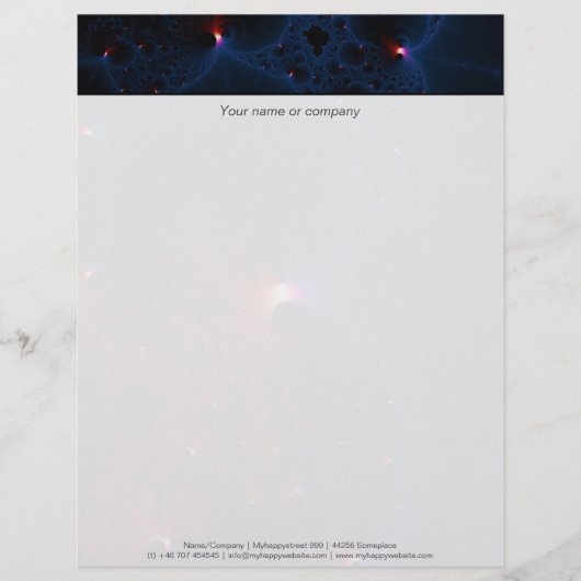 En-tête De Lettre Customisée L'art fractal des cellules bleues rouges (Devant)