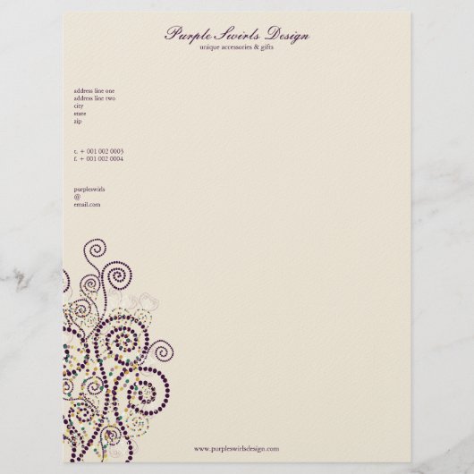 En-tête De Lettre Customisée Le pourpre élégant de Boho se développe en (Devant)