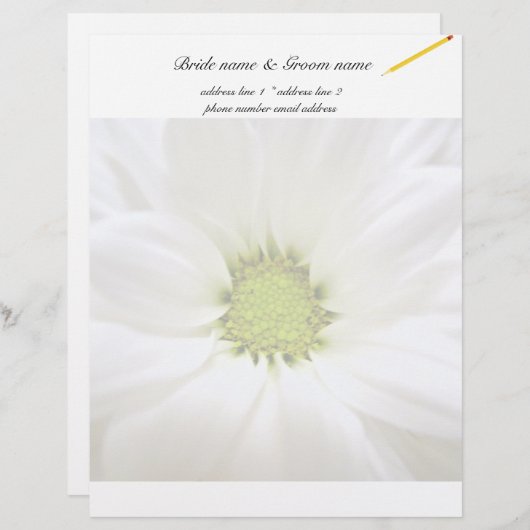 En-tête De Lettre Customisée mariage de fleur marguerite blanche (Devant / Derrière)