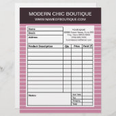 En-tête De Lettre Customisée Moderne Chic Mince Pink Stripes Boutique Commande (Devant / Derrière)