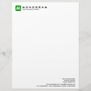En-tête De Lettre Customisée Monogramme Carré arrondi - Vert herbe