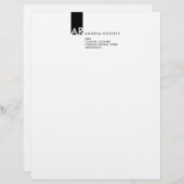 En-tête De Lettre Customisée Monogramme moderne Avocat noir blanc Haut (Devant / Derrière)