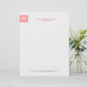 En-tête De Lettre Customisée Monogramme Moderne Rose Et Blanc (Debout devant)