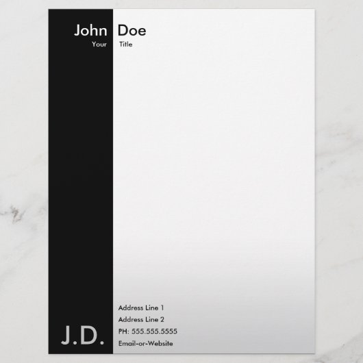 En-tête De Lettre Customisée noir professionnel/blanc (Devant)