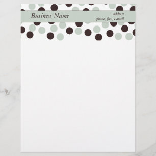 En-tête De Lettre Customisée Papier à lettres Pastel Mint Green et Polka Dot Br