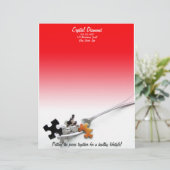 En-tête De Lettre Customisée Pièces de puzzle de dégradé rouge Fork Photographi (Debout devant)