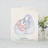 En-tête De Lettre Customisée Pingouins mignons en Écharpe d'hiver et Casquette (Debout devant)