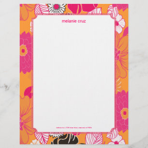 En-tête De Lettre Customisée PixDezines Alegre Retro Floral, Monogramme disponi