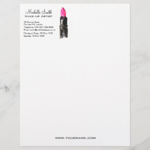En-tête De Lettre Customisée Rouge à lèvres rose et noir chic maquillage
