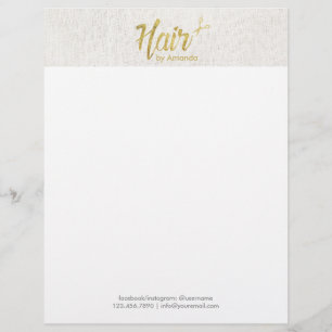 En-tête De Lettre Customisée Toile élégante de manuscrit d'or de coiffeur