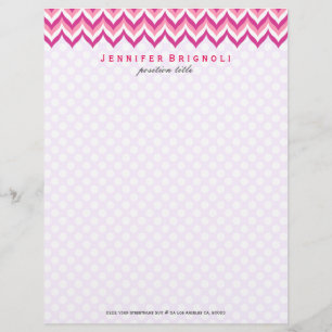 En-tête De Lettre Customisée Tons Rose Et Blanc Zigzag Chevron Motif
